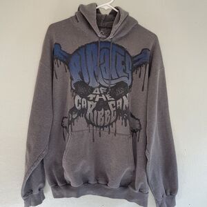 Pirates Of‎ The Caribbean Skull Vtg Hoodie Sweatshirt Disney World Grunge Large